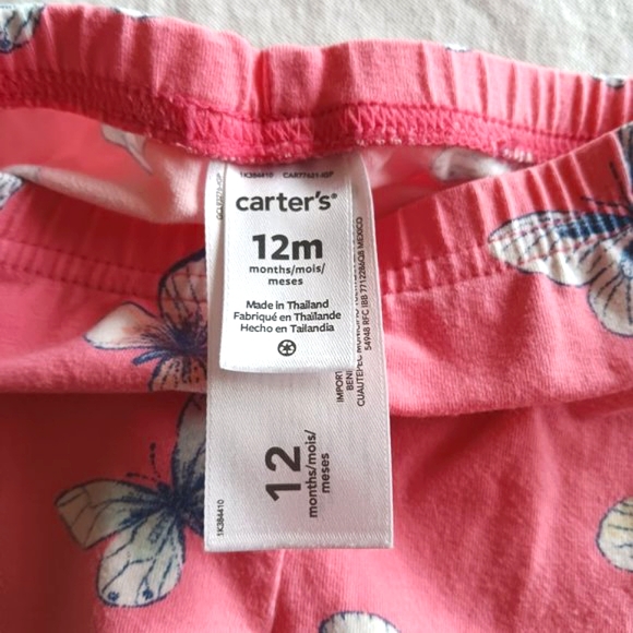 Carter's Baby Girl Shorts Size 12 Months Coral Butterfly Graphics - Picture 4 of 10